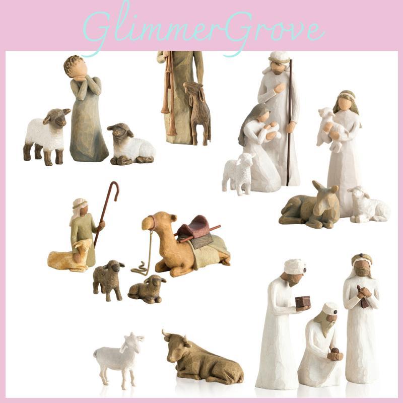 Shepherdess Model Toy Resin Christmas Scene Gift Set Angel Seasonal Giving Gift