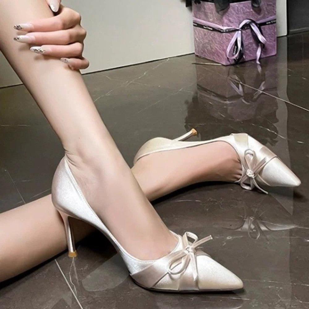 2026 Nowe Damskie Szpiczaste Jedwabne Modne Damskie Design Szpilki Modny Temperament Miłość Panna Młoda Damskie Czółenka na Wysokim Obcasie