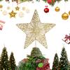 1 Pack Sequin Christmas Tree Toppers W/ Linear Sequin Design Hollow Five Pointed Star Ornament for Festive Holiday Tree Display
