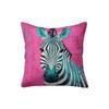 1Pc Modern Living Room Zebra Pillow Cover, Polyester 2D Double-Sided Print, Pop Art Pink & Teal Zebra Cushion, Wildlife Lover Ho