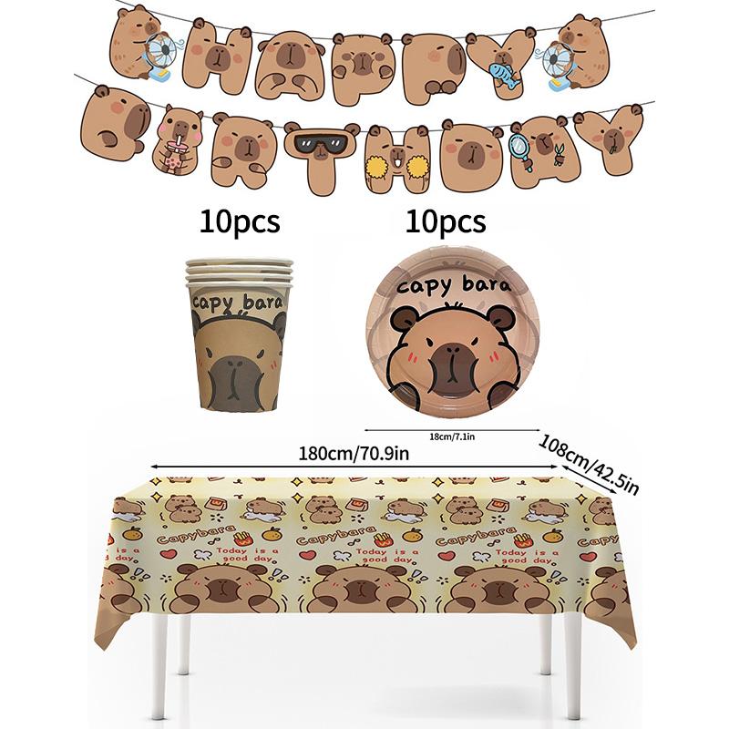 Capibara Capybara Birthday Decoration Disposable Tableware Birthday for Bara Baby Shower Tableware Balloons Capibara Cumpleaños