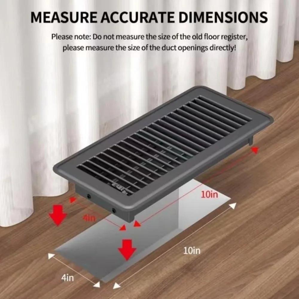 Metal Floor Register Cover High-efficiency Anti-blocking Floor Vent Covers 4*10 Inch Air Cover Central Conditioner Grille