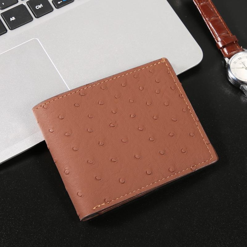 

New horizontal men s business ostrich pattern wallet, urban personality multi-function large-capacity horizontal short коричневый