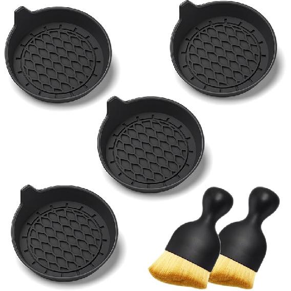 Car Cup Coasters, 4 Pack Universal Non-Slip Cup Holders Embedded In Ornaments Coaster, Car Interior Accessories, Black, Includes Car Duster Brush чёрный
