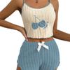Large size sex pajamas embroidered polished pajamas women's sleeveless suspenders shorts pure desire set loungewear comfortable