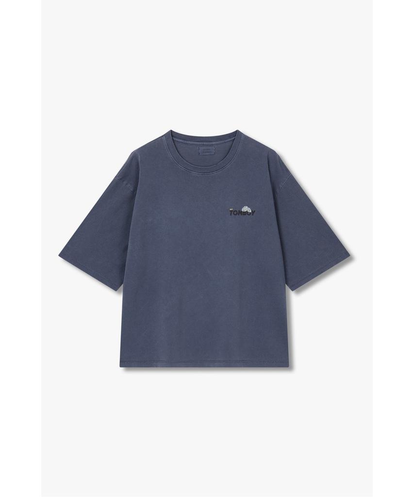 STUDIO TOMBOY Garment Dyed Reversible Print Short Sleeve T-Shirt_Navy 9176322974