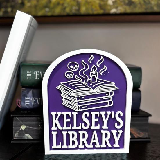 Personalized Library Sign 3D Bookshelf Book Store Decor for Home Library or Reading Nook Bookish Gifts for Book Lovers Reader Women Students