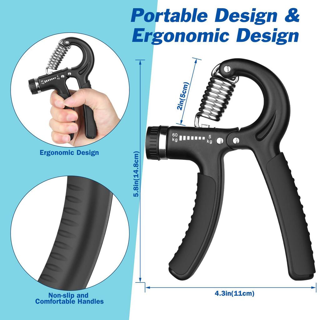 Adjustable 5-60kg Hand Grip Strength Trainer for Men's Finger, Arm, and Muscle Fitness