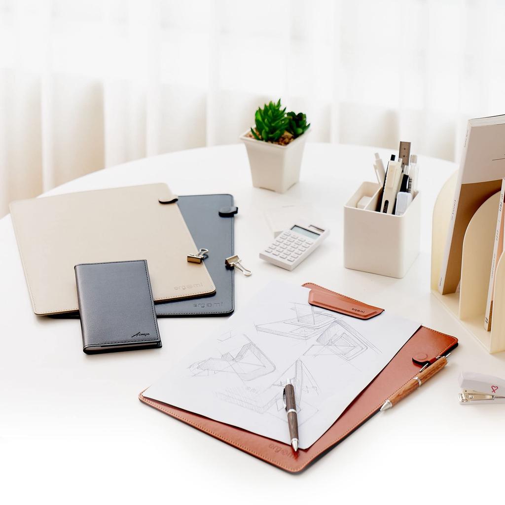 ergomi Individual Folder A4 Multifunctional PU Leather with Magnetic Clip and Pen Ideal for Document and Contract Office and New Employee Gift [Fits
