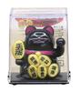Castle Enterprise S Mini Waving Cat Set of Bulk A Delightful Japanese Souvenir for Comes In a Clear Case Maneki-neko [Oval] (Black) Solar-Powered,