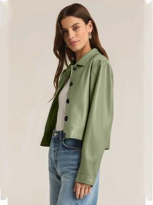 Autumn Winter Women's Lapel Faux Leather Jacket Loose Motorcycle Coat European American Style Casual Short Outerwear J589