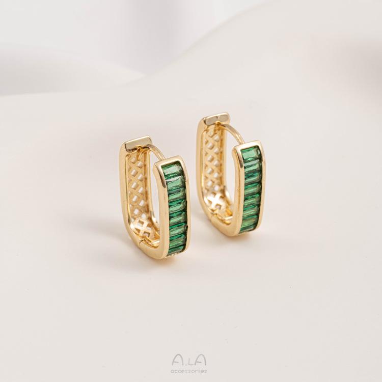 14K Gold-Filled Grüne, Rote & Bunte Zirkonia-Ohrringe & Herzförmige Ohrklemmen - Schlicht, luxuriös und exquisit.