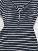 European & American Striped V-neck Long-sleeve Slimming T-shirt - Autumn/Winter Casual Korean Style