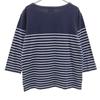 LACOSTE Border Pattern 7 minutes sleeve Boat neck Basque shirt 3 Navy Men's Used