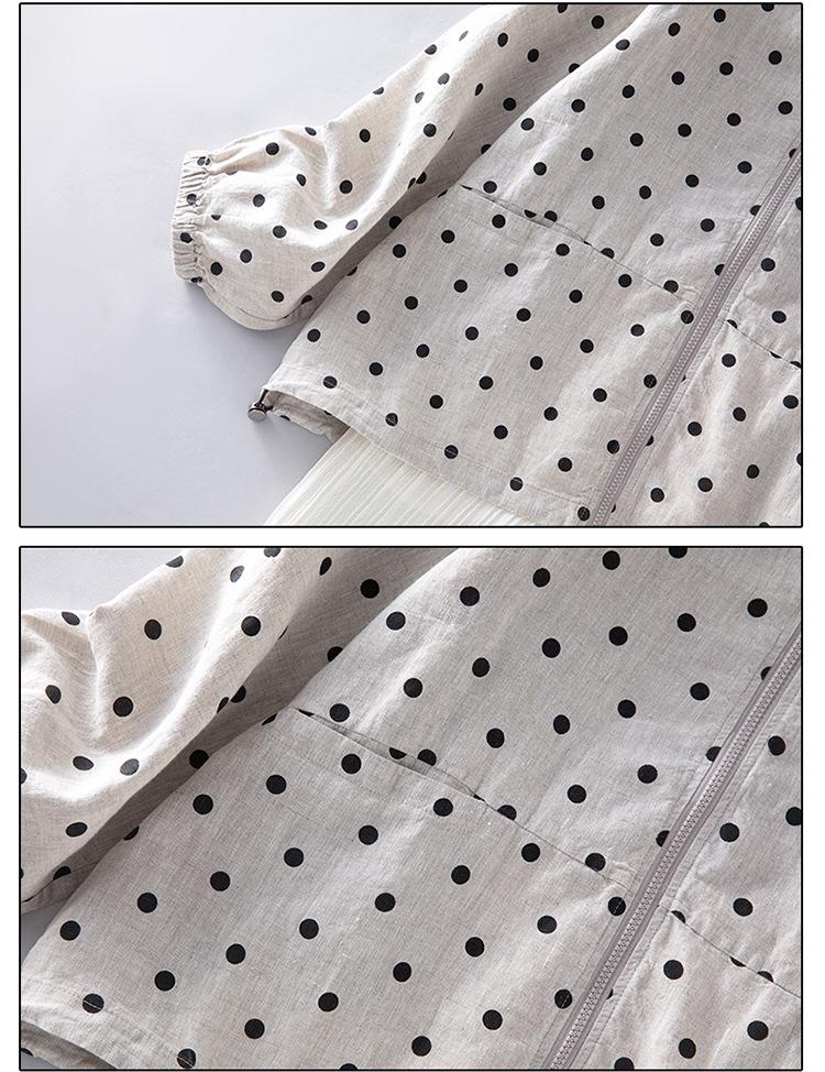 Felpa Giacca con Cappuccio e Zip a Pois in Lino Primavera 2026 per Donna