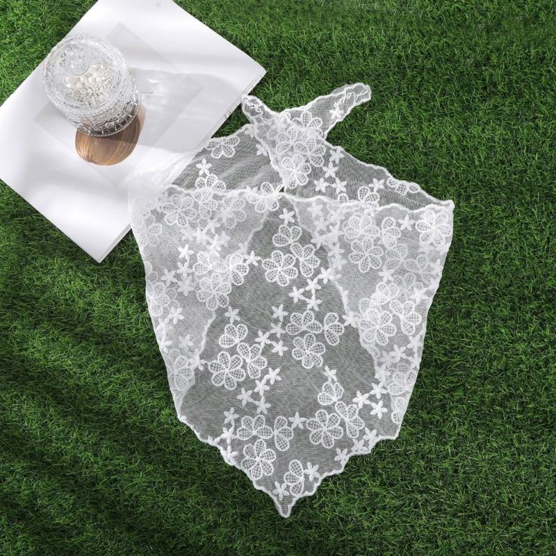 Women Sunproof Lace Triangle Kerchiefs Lightweight Summer Tie Back Kerchiefs