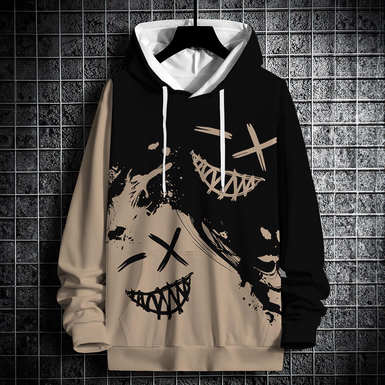 

Осенние толстовки с капюшоном для мужчин с принтом в виде лоскутного шитья, повседневная, с длинными рукавами, уличная мужская одежда в стиле Харадзюку, свободная толстовка большого размера XL