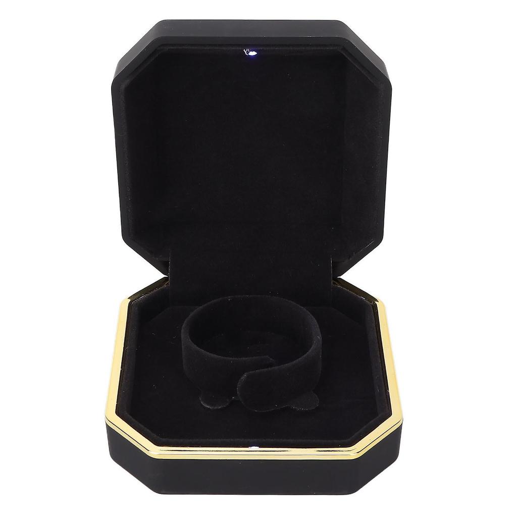 Black Bracelet Gift Box - Portable Jewelry Display with Light for Marriage Proposal