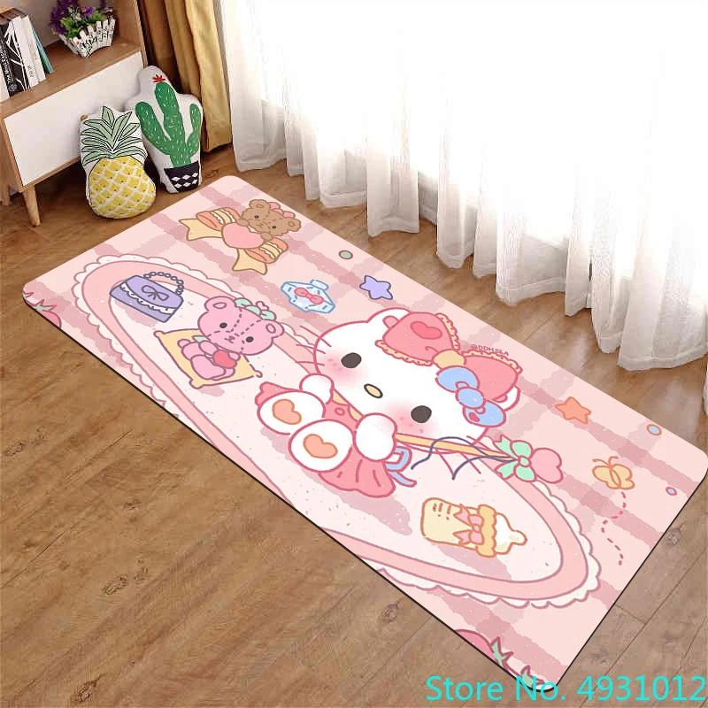 Anime Cartoon Kawaii Hello Kitty Rug Carpet Living Room Bedroom Bedside Decoration Soft Baby Kids Children Anti Slip Floor Mat