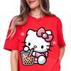 2026 Summer New Hello Kitty  Collection100Cotton Printed Shortsleeved Tshirt Boys and Girls Childrens
