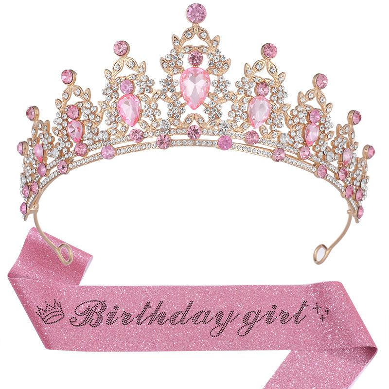 European and American Light Luxury Crystal Crown Hot Diamond Etiquette Belt Birthday Girl Birthday Party Accessories Decoration 2026
