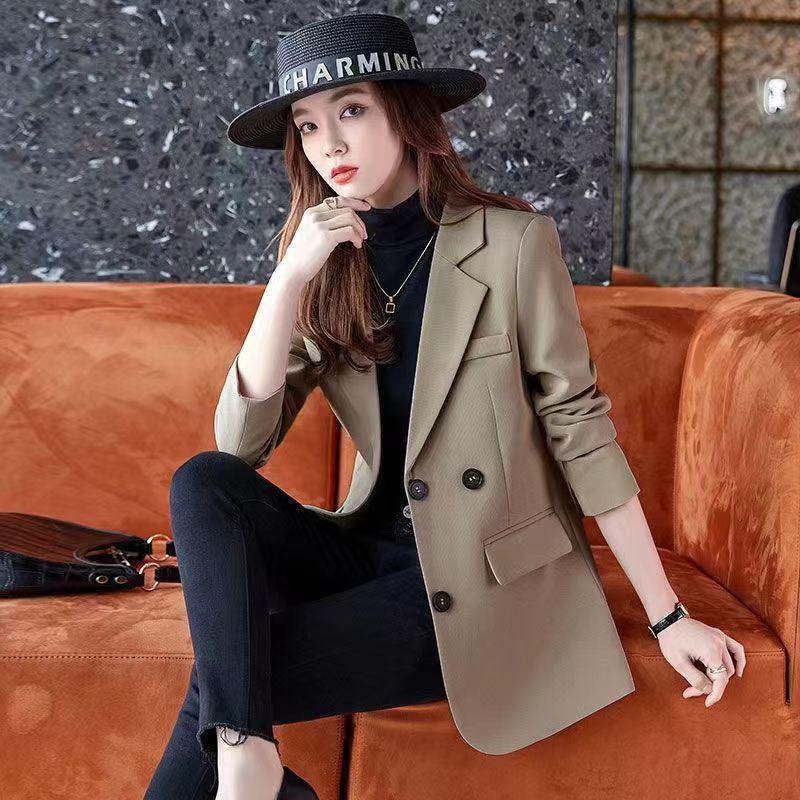 

Women s Fashion Casual Loose Temperament Suit Jacket - Korean Style, Spring & Autumn 2025 L: 121-130 lbs хаки