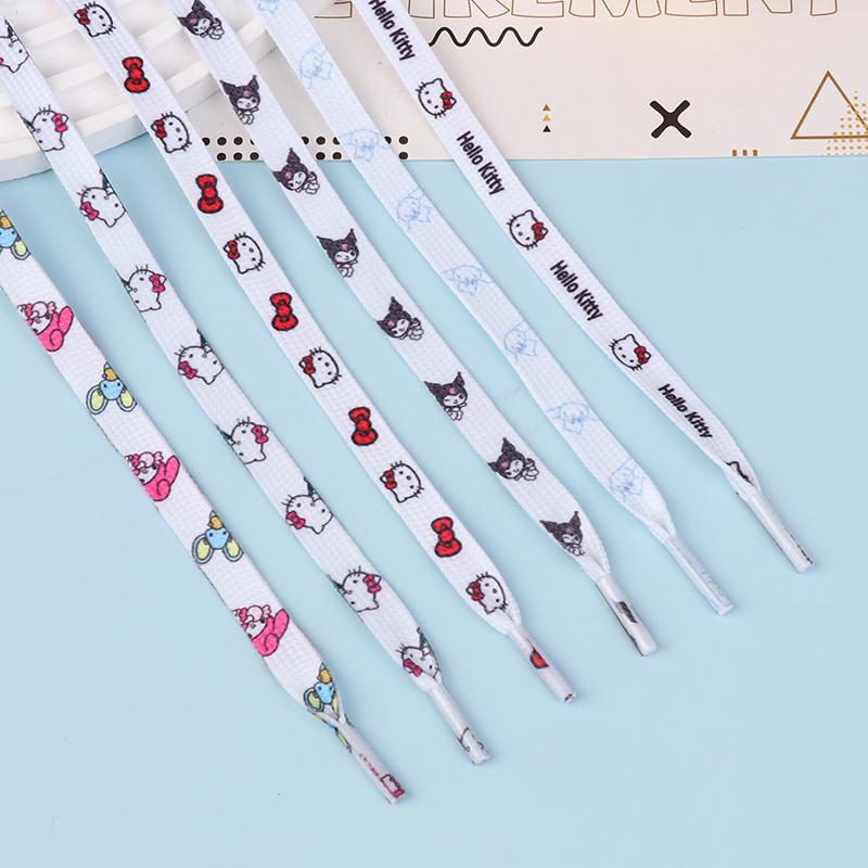 2Pcs Sanrio Shoelaces Cartoon Cinnamon Kuromi Hello Kitty Flat Shoe Laces Accessories Shoelace 120Cm Girls Gifts