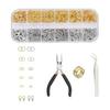 Harukita Ring Jar Accessories Accessory Kit Basic Parts Jewelry Repair Kit Ring Pin Set with Storage Case Gold Silver