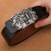 Men's Retro Genuine Cowhide Leather Belt with Smooth Buckle - Extended Large Size for Trendy and Plus-Size Fashion