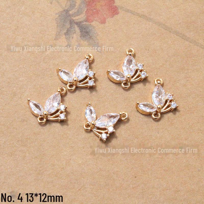 Copper Color-Preserving Zircon Double Pendant Jewelry Set: Necklace, Earrings, Bracelet, DIY Hairpin Tassel Accessories