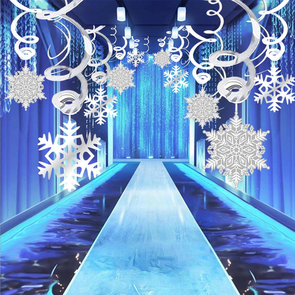 Charming Christmas Snowflake Hanging Decorations With Spiral Design For Festive Displays
