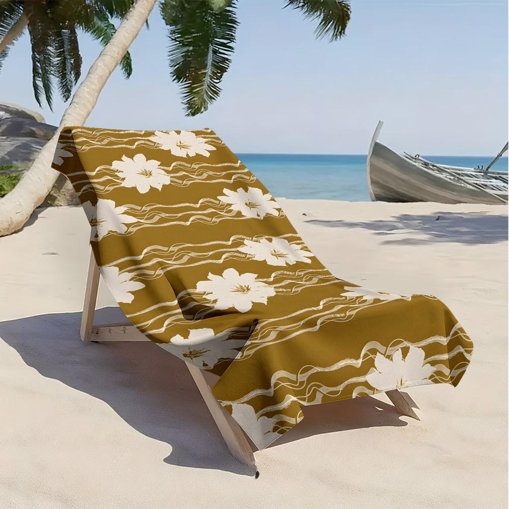 Floral Wave Pattern Fresh Design Polyester Microfiber Beach Towel Is Highly Absorbent, Suitable for Swimming and Beach Outings