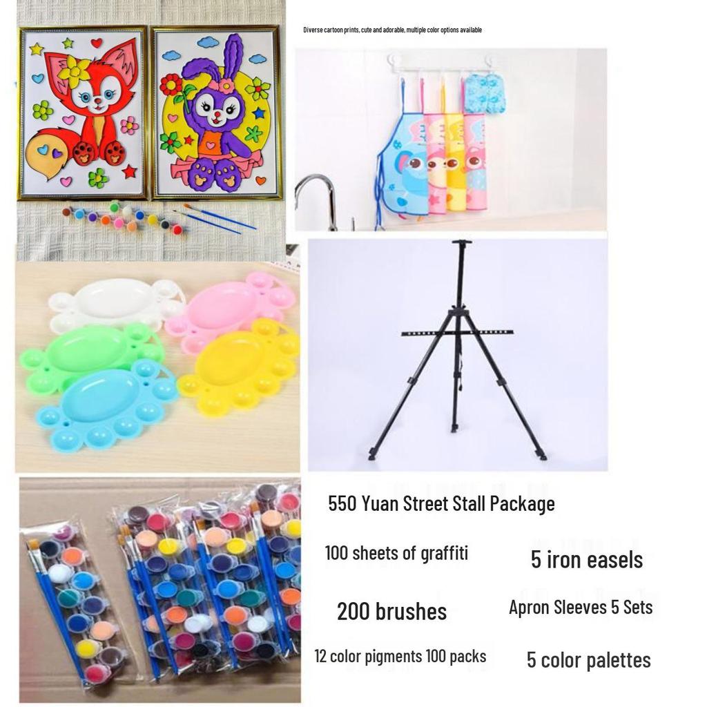 DIY 3D Embossed Graffiti Painting Set for Kids with Folding Easel