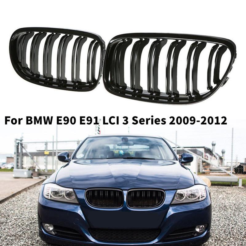 For BMW E90 E91 LCI 3 Series 2009-2012 Front Hood Kidney Bumper Racing Grille Mesh Double Slat Grill Car Replacement Accessories