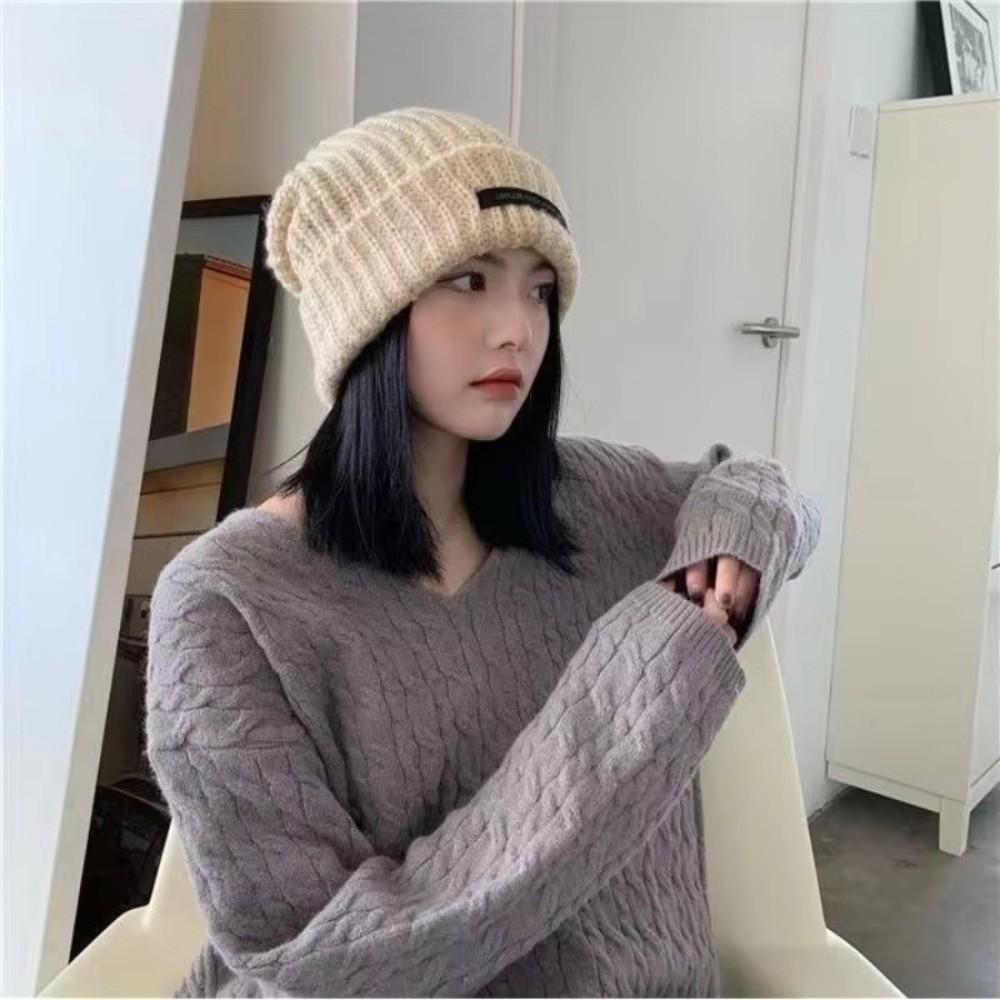Warm Knitted Hat Solid Color Ski Hats Comfortable Hip Hop Caps  for Women Men