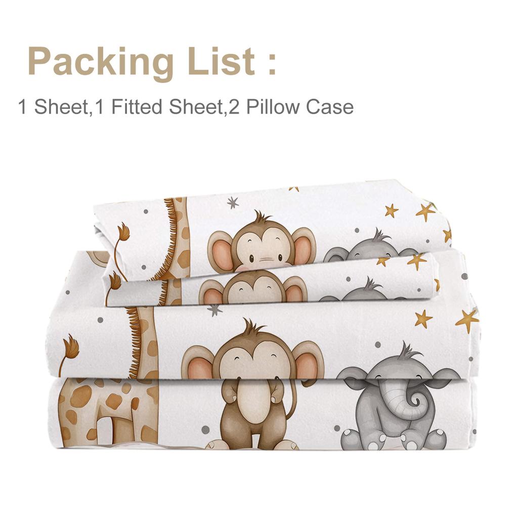 4-osaline voodilinakomplekt tähistaevaliste loomadega, sisaldab 1 tavalist voodilina, 1 eriti suurt voodilina, 2 padjapüüri (Multikas, Lapsed)