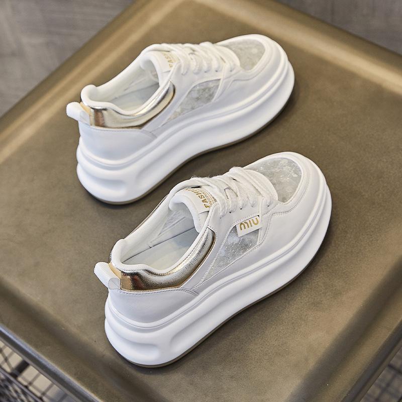 Spring and summer new leather casual women's inner heightening platform slimming single shoes versatile muffin board shoes women