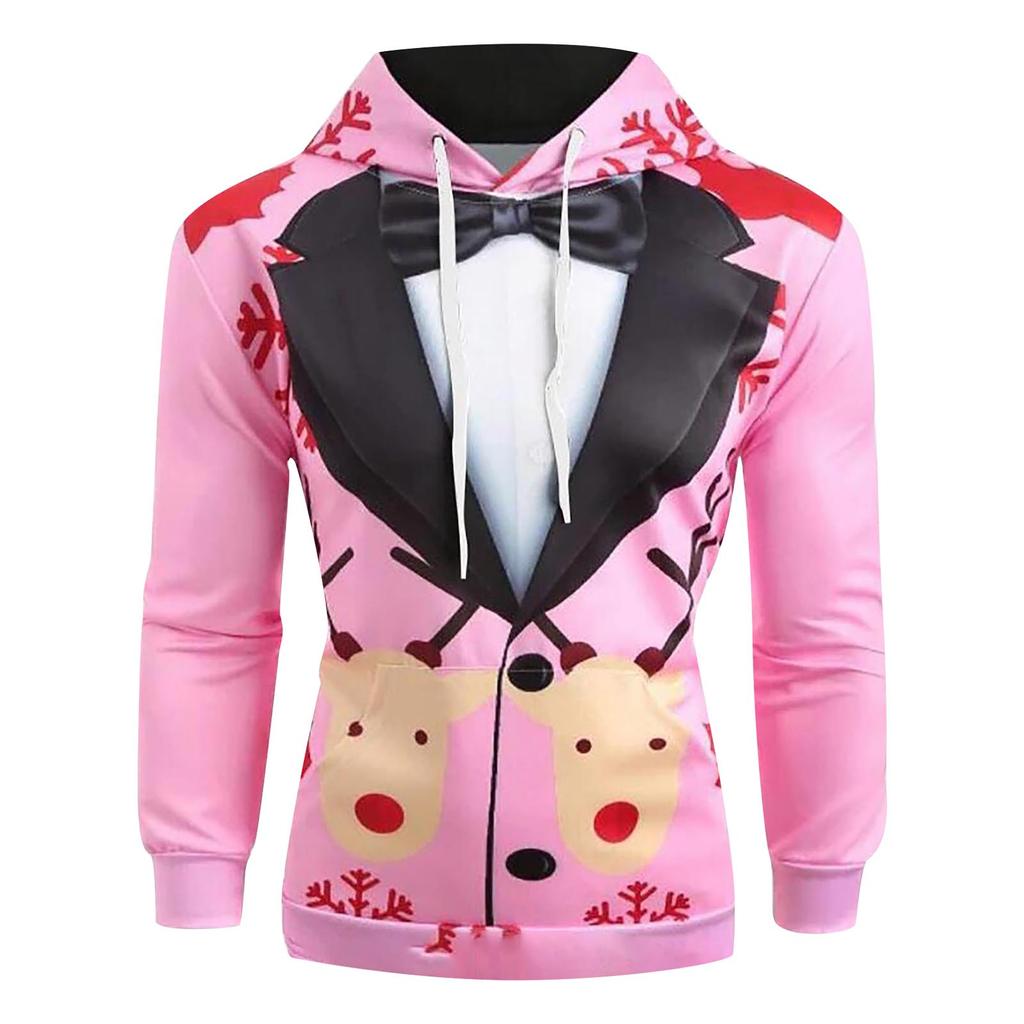 Men Casual Snowflakes Christmas Deer Printed Shirt Top Blouse