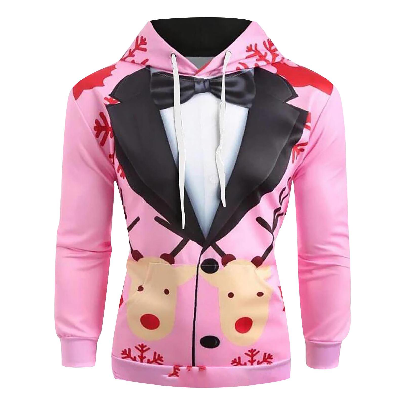 

Мужская повседневная рубашка с принтом рождественского оленя и снежинками, верхняя блузка L розовый