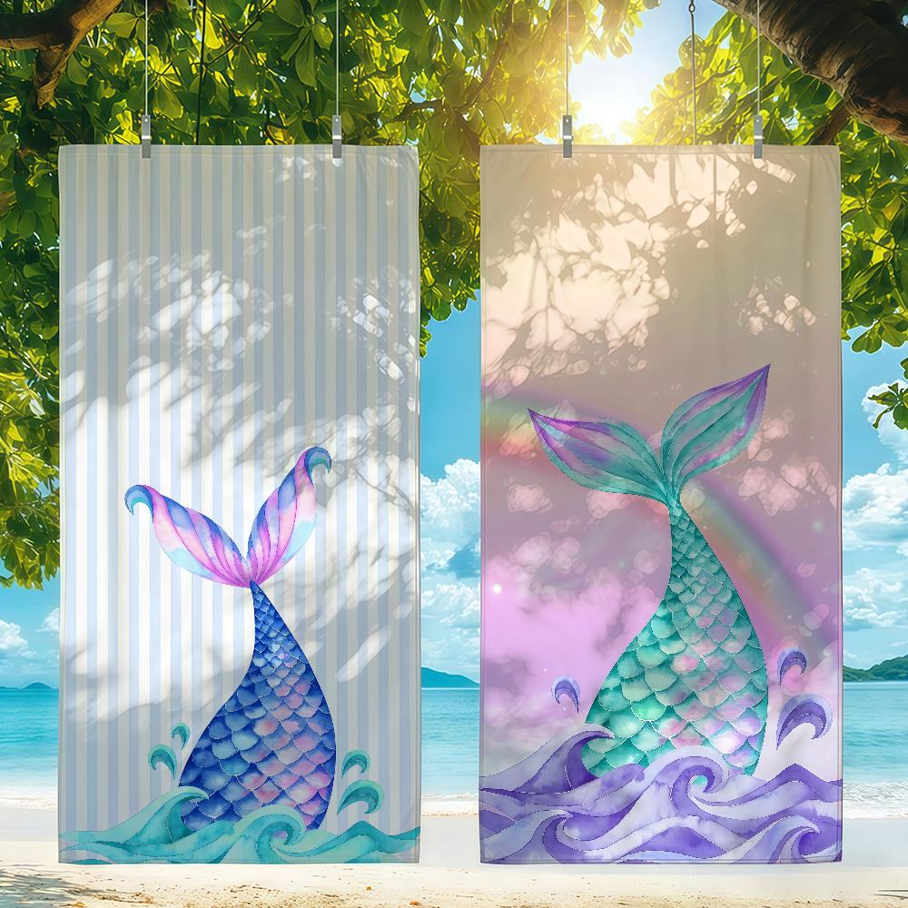Mermaid Tail Dreamlike Fairytale Cartoon Quick Drying Beach Towels Are Suitable For Swimming Pools Camping Yoga And The Gym