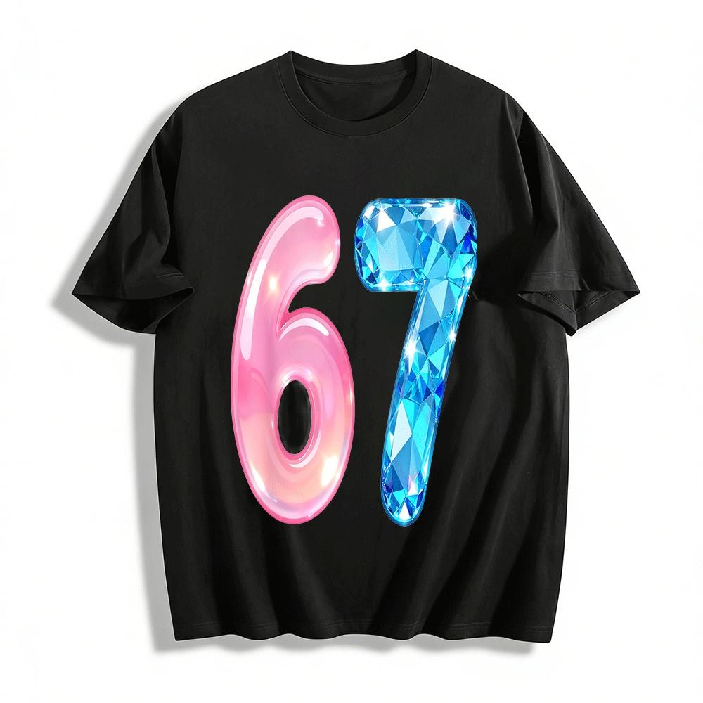 Number 67 Print Casual Unisex Short Sleeve T-shirt Pure cotton T-shirt XXS