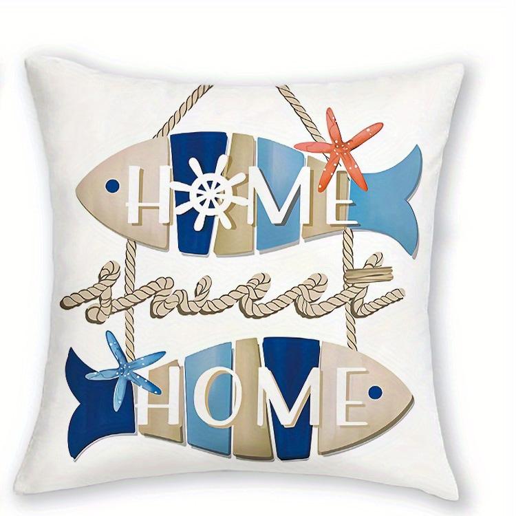 

1/4pcs Coastal Nautical Throw Pillow Covers Navy Blue Ocean Themed Cushion Cases for Home Decor Cushion cover 45x45cm-1pcs