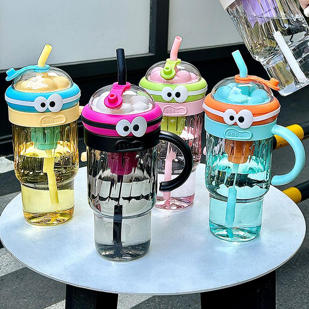 Silicone Straw Cup Large Capacity Water Bottle with Handle Multipurpose Beverage Container Portable Girls Drinkware
