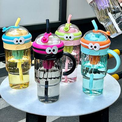 Silikon-Trinkbecher mit Strohhalm, große Kapazität, Wasserflasche mit Griff, Mehrzweck-Getränkebehälter, tragbares Mädchen-Trinkgeschirr