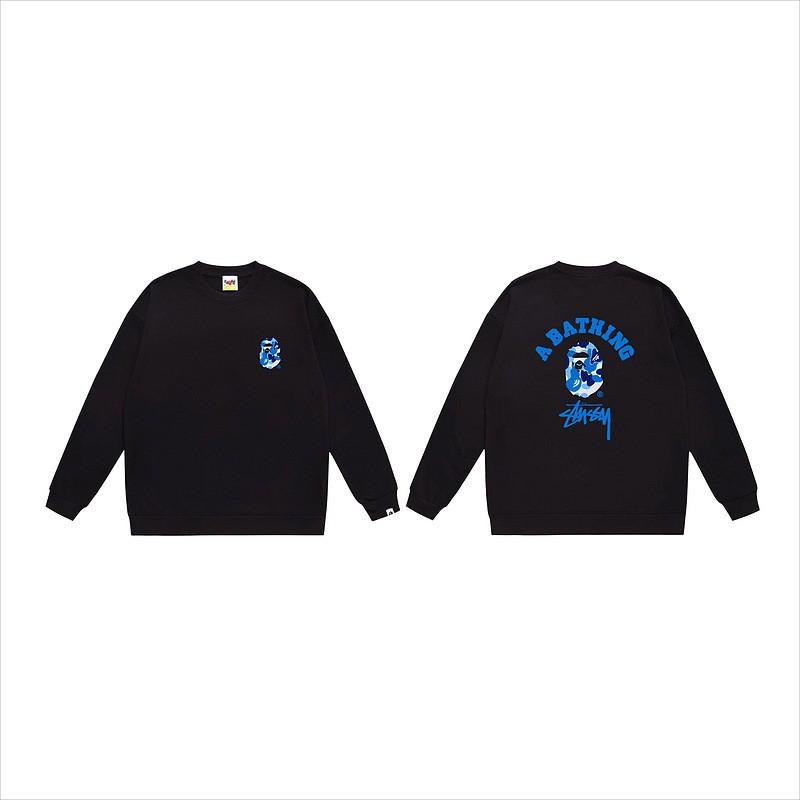 Unisex lässiger übergroßer Rundhals-Pullover mit Schriftzug-Print leichter Baumwoll-Hoodie