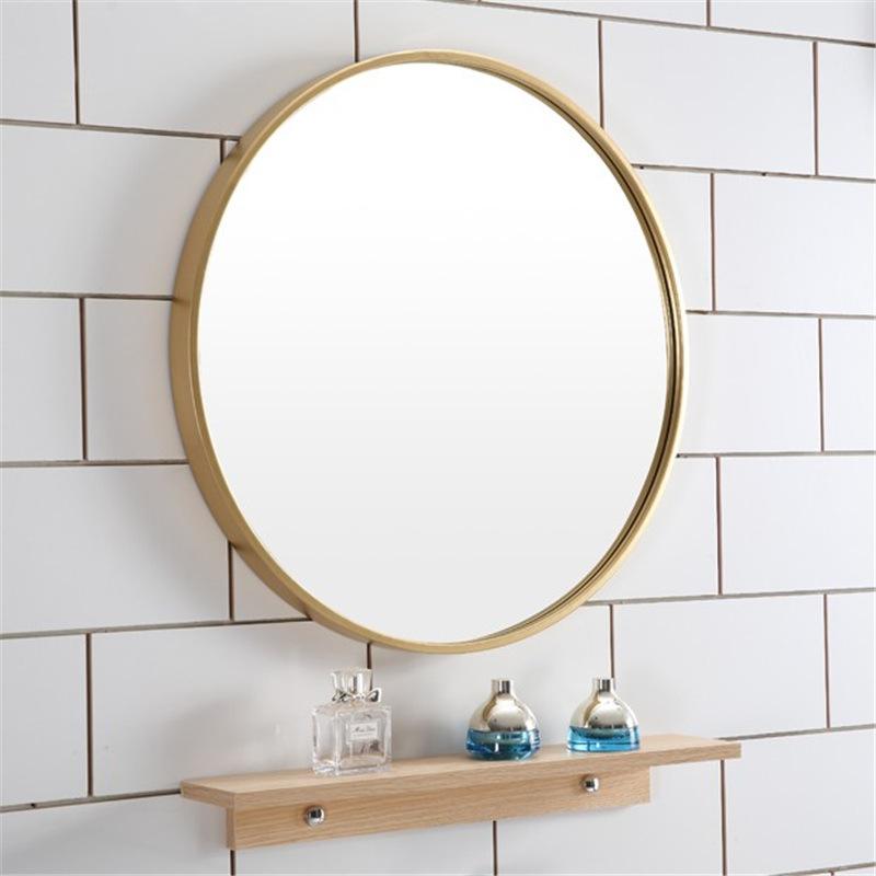 Nordic Home Wrought Iron Round Cosmetic Mirror Custom Hotel Wall Hanging Simple Bathroom Mirror Moisture And Dirt Resistant