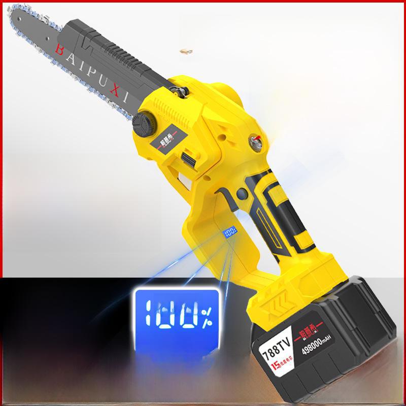 6" & 8" Brushless Lithium Battery Electric Chainsaw, High Power Handheld, Rechargeable, One-Handed Mini Felling Saw for Household Use