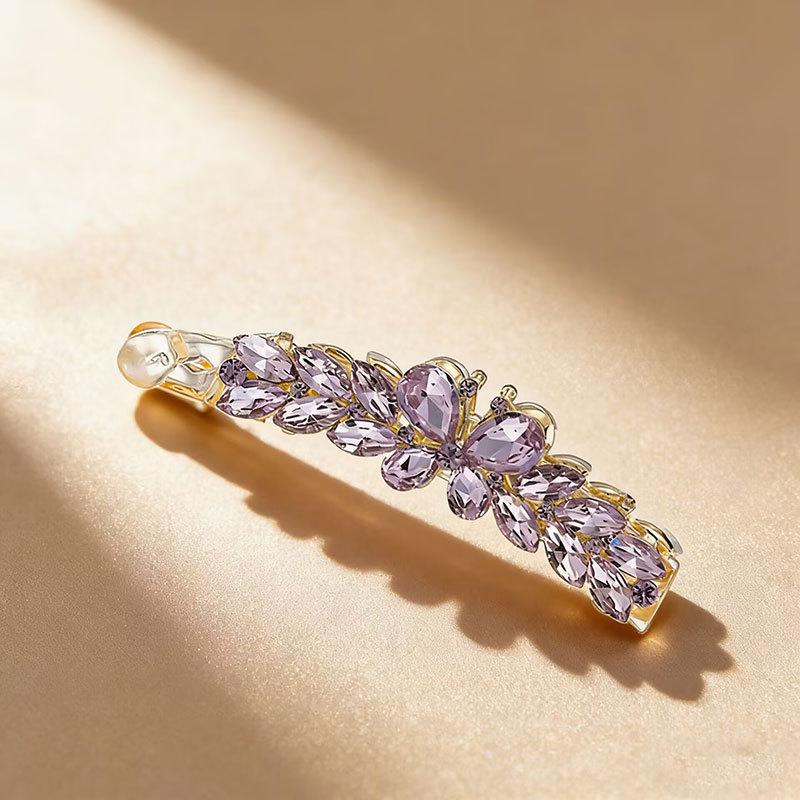 Корейская хрустальная заколка-банан для волос: Элегантный высокий хвост и женский банкетный аксессуар фиолетовый