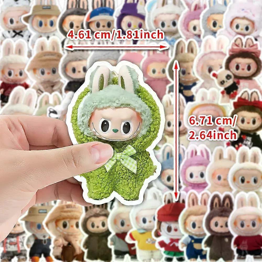 50pcs 4x7cm Labubu Cute Doll Graffiti Stickers Skateboard Suitcase Guitar Kettle Decoration Party Favors Gift Kids Prize