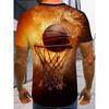 Plus Size Men's Basketball Pattern 3D Printed Round Neck Short Sleeved T-shirt Summer Fashion Casual Comfortable Versatile Top